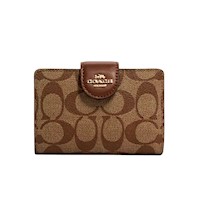 Billetera Coach Medium Corner Zip - Beige