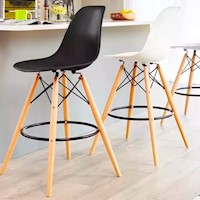 Silla Para Bar Fija Eames Con Espaldar Color Negro Ofideas