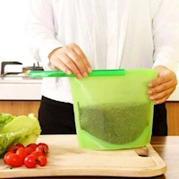 Bolsa de silicona multiuso con cierre hermético alimentos frescos verde