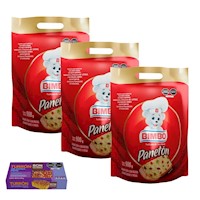 3 PANETON BIMBO EN BOLSA X 900GR + TURRON 500GR