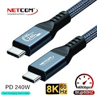 Cable USB-C Thunderbolt 4 NETCOM 60Hz 40Gbps 8K PD 240W 1 Metro