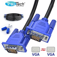 Cable VGA 3 Metros TRAUTECH 15 Pines Doble Filtro PVC