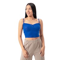 TOP RIB LYCRADO PIONIER PARA MUJER - AZULINO