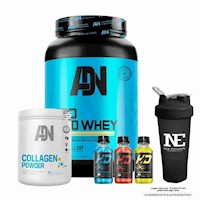 COMBO ADN- ISO PRO WHEY 1.100 KG. CHOCOLATE + COLLAGEN 500G FRUIT PUNCH +SHAKER