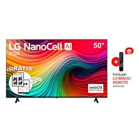 Televisor LG Smart TV 50" LED Nanocell 4K 50NANO80TSA (2024) + Rack TV Wall Mount Fijo C4-F