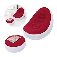 Puff Sillón Inflable Con Posapies Rojo Con Blanco