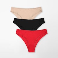 Trusas Mujer Squeeze Rojo/Negro/Beige Brassia