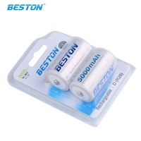 2 Baterias de litio recargable Tipo D pilas 1.2V 5000mAh BESTON Ni-MH