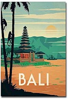 Imán para nevera de Bali Travel Vintage Art, (2.5 x 3.5 in)