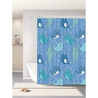 Cortinas de Baño  Cortina de ducha Narwhals con ganchos