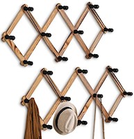 Percheros  extensible 2 piezas de madera montado en la pared