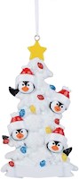 Adorno Navideño personalizable de familia de 4 pingüinos