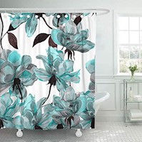 Cortinas de Baño Cortina de ducha 71.7x71.7" diseño floral