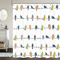 Cortina de baño con diseño de pájaros