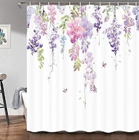 Cortinas de baño Juego de cortina de ducha floral 67.7x67.7"