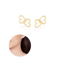 Arete Liso 2 Corazones Bañado en Oro 18 Kl Rommanel