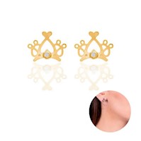 Aretes de 18k forma de Corona con brillante