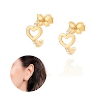 Arete Argolla Corazon Dorado Bañado en Oro 18 Kl Rommanel