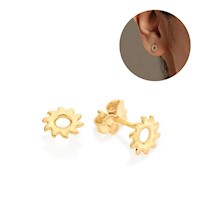 Arete de Sol Dorado Bañado en Oro 18 kl Rommanel