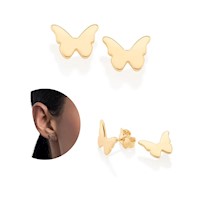 Arete Liso Mariposa Dorada Bañado en Oro 18 Kl Rommanel