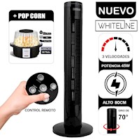 Combo Ventilador de Torre 3v 45 Watts YF-T03214 + Máquina Pop Corn