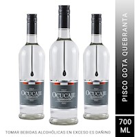 Pack x3 Pisco Gota Ocucaje Quebranta X 700 ml