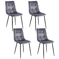 Set x 4 Sillas De Comedor De Terciopelo Gris