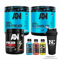 COMBO ADN- CREATINE 500GR + GLUTAMINE 500GR + PRE ADN THUNDER 352GR UVA +SHAKER