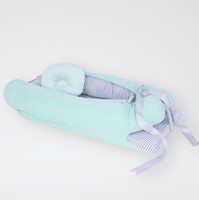 NIDO COLECHO ACOLCHONADITOS REVERSIBLE - VERDE AGUA RAYAS