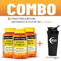 COMBO VITAMINAS MASON NATURAL - 3 STRESS FORMULA WITH ZINC, ANTIOXIDANTS +SHAKER