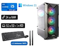 PC Nueva Intel Ci5-12450 12va 24GB Ram 512GBSSD 1TBHDD SALIDA 4 MONITORES