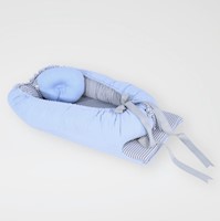 NIDO COLECHO ACOLCHONADITOS REVERSIBLE - CELESTE RAYAS