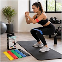 Set x5 Bandas Elásticas de Resistencia para Ejercicios Fitness Glúteos Piernas Y