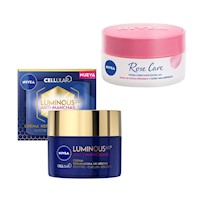 Crema de Noche Luminous Antimanchas + Crema Hidratante en Gel Rose Care