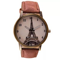 Reloj Mujer Analógico De Mujer Torre Eiffel Color Marrón