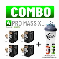 COMBO ADN NUTRITION - 4 PRO MASS XL CAJA 10 UNID. VAINILLA + SHAKER