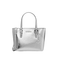Cartera Doble Asa Michael Kors XS Metallic Top-Zip Tote Bag - Plateado