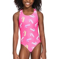 Ropa de Baño Puma Niñas All Over Print Logo Crossback - Talla 5