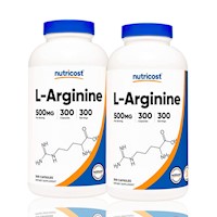 L-Arginina Arginine 500Mg Nutricost 300 Capsulas Pack X2