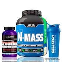 Pack Ans N Mass 6lb Vainilla + Creatina 300gr+ Shaker