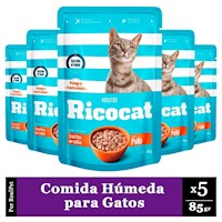 Pack x5 Comida Húmeda para Gato Ricocat Pollo 85gr