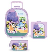 Set Maleta Lonchera Cartuchera Bluey Lila Children Club