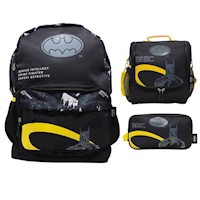 Set Mochila Lonchera y Cartuchera Batman Premium Teens