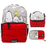 Set Mochila Lonchera y Cartuchera Snoopy Premium Teens