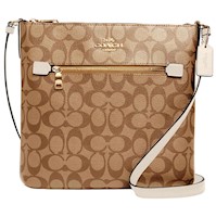 Cartera Crossbody Coach Rowan Signature Medium - Beige