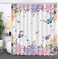 Cortinas de baño Cortina de ducha de mariposas 71.7 x 71.7"