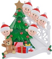 Adorno navideño de familia de 5 personalizado para recordar