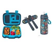 Set Bentgo Lonchera, Cubierto y Tomatodo - Dinosaurio