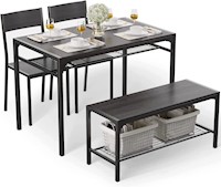 Gizoon Mesa de cocina y 2 sillas para 4 personas con banco