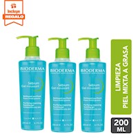Trio Bioderma Sébium Gel Moussant 200ml